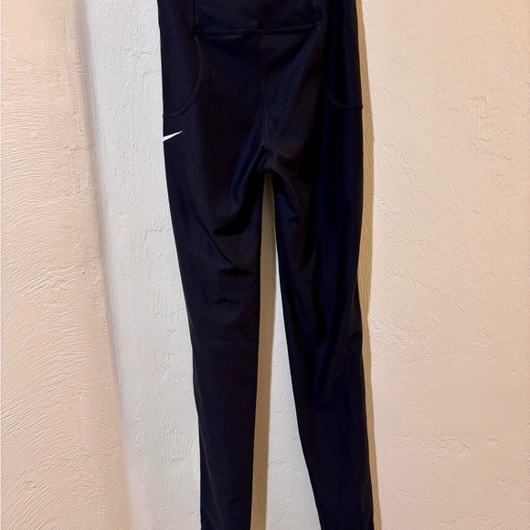 Nike Girls Black Dri-Fit Leggings with White Swoosh - L - Picture 3 of 7